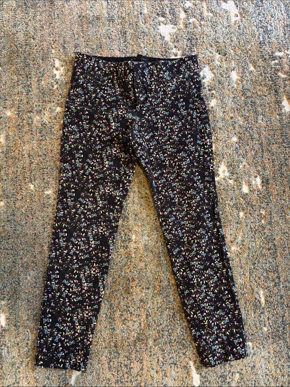 Banana Republic Black Floral Print Slim Trousers